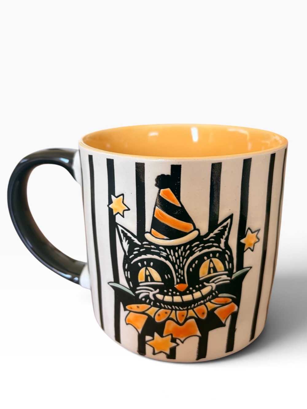 Eli & Ani Ceramic Mug Black & Orange Halloween Cat NEW